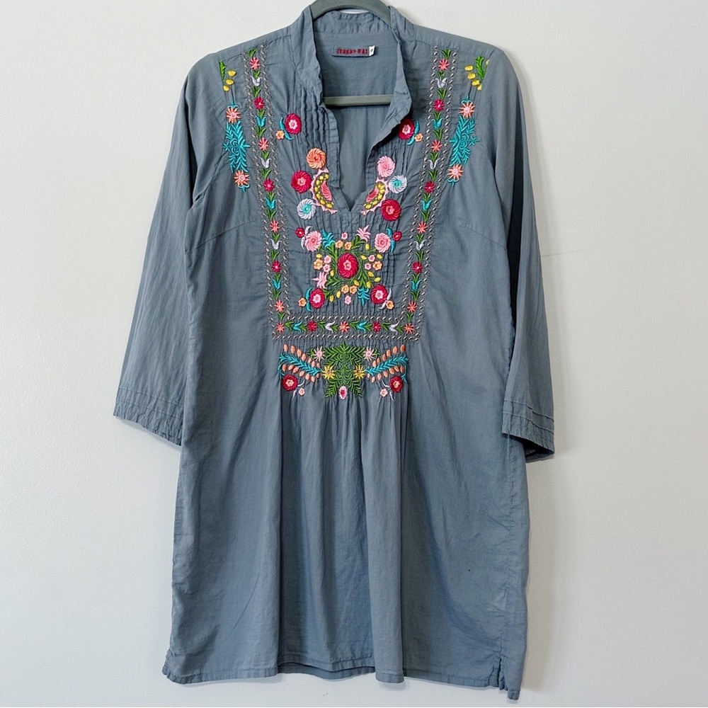 Johnny‎ Was Floral Embroidered Tunic Top Size Small